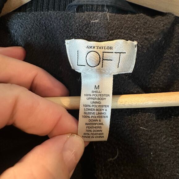 Ann Taylor Loft Down Filled Parka Long Coat Black Puffer Winter Jacket M Medium - Picture 8 of 10